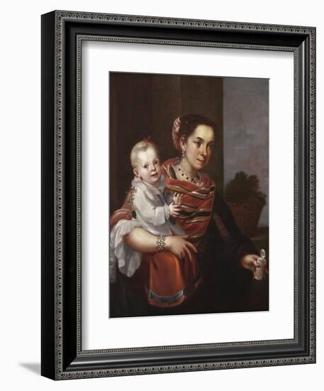 Morisca Woman and Albino Girl, c.1750-Mexican School-Framed Giclee Print