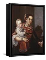 Morisca Woman and Albino Girl, c.1750-Mexican School-Framed Stretched Canvas