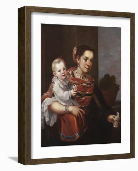 Morisca Woman and Albino Girl, c.1750-Mexican School-Framed Giclee Print