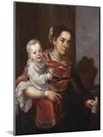 Morisca Woman and Albino Girl, c.1750-Mexican School-Mounted Giclee Print