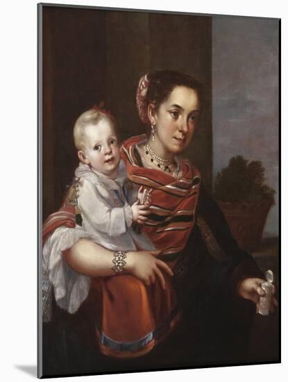 Morisca Woman and Albino Girl, c.1750-Mexican School-Mounted Giclee Print