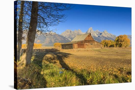 Mormon Row Barn on a Clear Autumn (Fall) Morning, Antelope Flats, Grand Teton National Park-Eleanor Scriven-Stretched Canvas