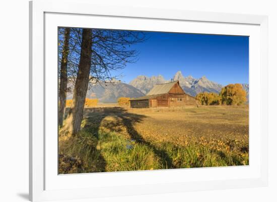 Mormon Row Barn on a Clear Autumn (Fall) Morning, Antelope Flats, Grand Teton National Park-Eleanor Scriven-Framed Photographic Print