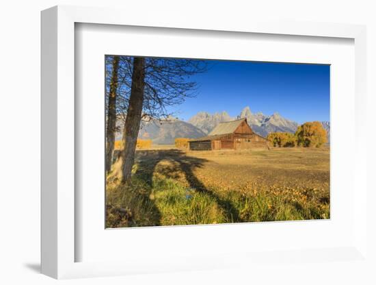 Mormon Row Barn on a Clear Autumn (Fall) Morning, Antelope Flats, Grand Teton National Park-Eleanor Scriven-Framed Photographic Print