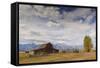 Mormon Row Barn with Teton Range in Autumn (Fall), Antelope Flats, Grand Teton National Park-Eleanor Scriven-Framed Stretched Canvas