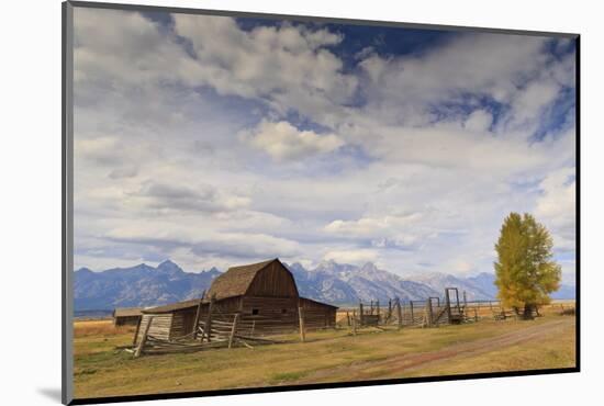 Mormon Row Barn with Teton Range in Autumn (Fall), Antelope Flats, Grand Teton National Park-Eleanor Scriven-Mounted Photographic Print