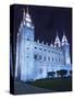 Mormon Salt Lake Temple at Night, Salt Lake City, Utah, USA-Dennis Flaherty-Stretched Canvas