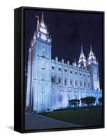 Mormon Salt Lake Temple at Night, Salt Lake City, Utah, USA-Dennis Flaherty-Framed Stretched Canvas