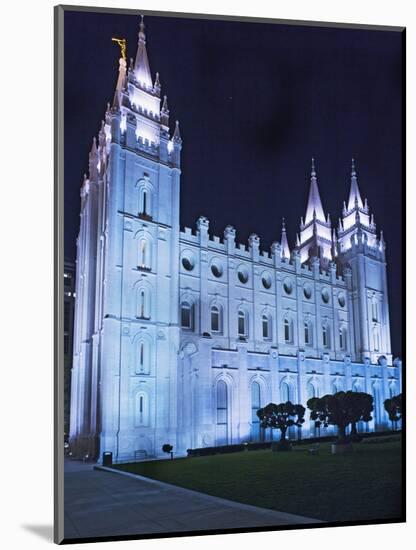 Mormon Salt Lake Temple at Night, Salt Lake City, Utah, USA-Dennis Flaherty-Mounted Photographic Print