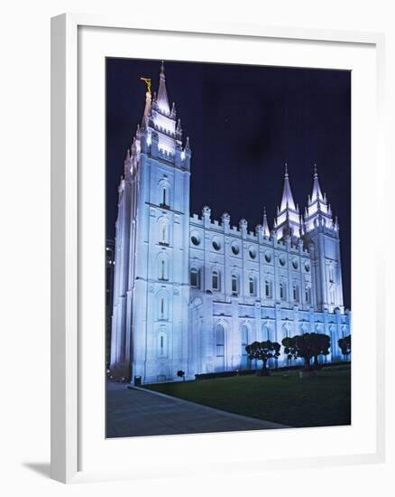 Mormon Salt Lake Temple at Night, Salt Lake City, Utah, USA-Dennis Flaherty-Framed Photographic Print