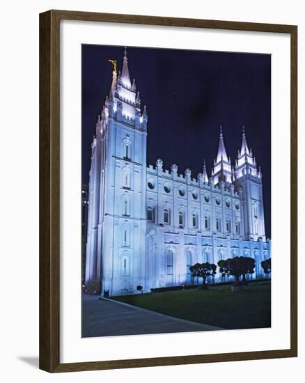 Mormon Salt Lake Temple at Night, Salt Lake City, Utah, USA-Dennis Flaherty-Framed Photographic Print