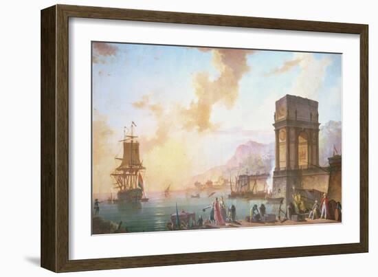Morning, a Capriccio of a Mediterranean Port-Charles Francois Lacroix de Marseille-Framed Giclee Print