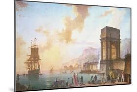 Morning, a Capriccio of a Mediterranean Port-Charles Francois Lacroix de Marseille-Mounted Giclee Print