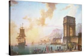 Morning, a Capriccio of a Mediterranean Port-Charles Francois Lacroix de Marseille-Stretched Canvas