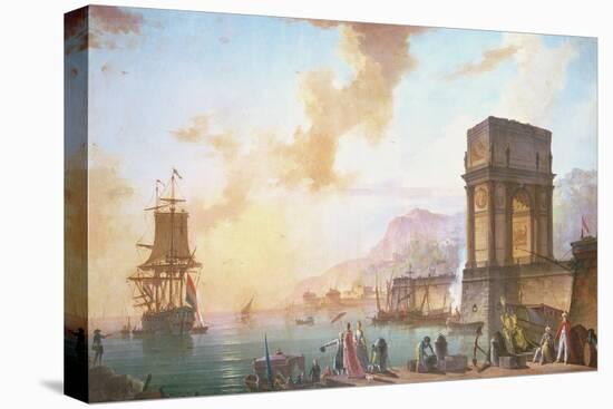 Morning, a Capriccio of a Mediterranean Port-Charles Francois Lacroix de Marseille-Stretched Canvas