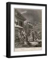 Morning a Spinster and Her Page Walk Through Covent Garden on Their Way to Church-William Hogarth-Framed Art Print