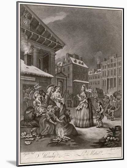 Morning a Spinster and Her Page Walk Through Covent Garden on Their Way to Church-William Hogarth-Mounted Art Print
