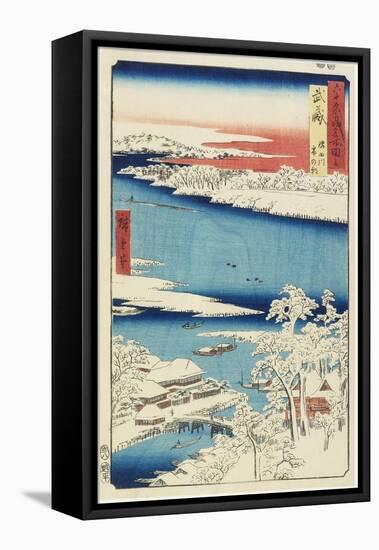 Morning after Snow at Sumida River in Musashi Province, August 1853-Utagawa Hiroshige-Framed Stretched Canvas