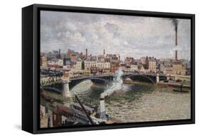 Morning, an Overcast Day in Rouen-Camille Pissarro-Framed Stretched Canvas