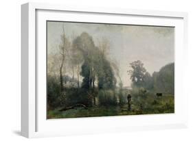 Morning at Ville-D'Arvray Or, the Cowherd, 1868-Jean-Baptiste-Camille Corot-Framed Giclee Print