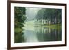 Morning Atmosphere Campsite on A Lake in the Pine Forest-Yongkiet-Framed Photographic Print