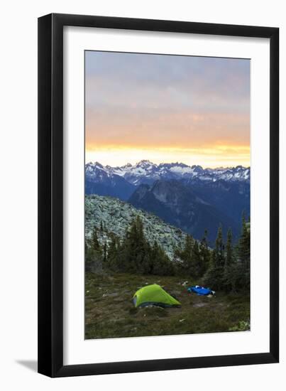 Morning Camp In The North Cascades Of Washington During A Summer Backpacking Trip-Hannah Dewey-Framed Photographic Print