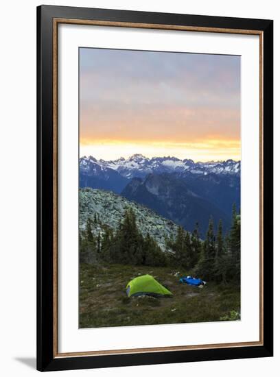 Morning Camp In The North Cascades Of Washington During A Summer Backpacking Trip-Hannah Dewey-Framed Photographic Print