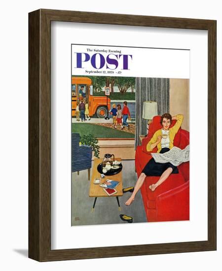 "Morning Coffee Break" Saturday Evening Post Cover, September 12, 1959-Amos Sewell-Framed Giclee Print