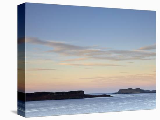 Morning Colours with a View across Loch Bracadale Showing Ardtreck Point and the Island of Oronsay,-Jon Gibbs-Stretched Canvas