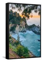 Morning Cove and Waterfall, McWay Falls, Big Sur California Coast-Vincent James-Framed Stretched Canvas