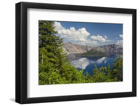 Morning, Crater Lake and Wizard Island, Crater Lake National Park, Oregon, USA-Michel Hersen-Framed Photographic Print