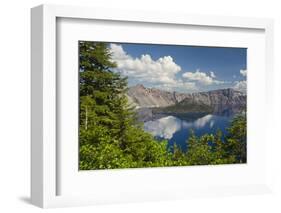 Morning, Crater Lake and Wizard Island, Crater Lake National Park, Oregon, USA-Michel Hersen-Framed Photographic Print