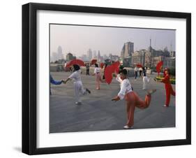 Morning Dancing on the Bund, Shanghai, China-Keren Su-Framed Photographic Print