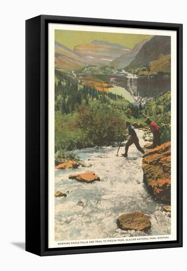 Morning Eagle Falls, Glacier Park, Montana-null-Framed Stretched Canvas