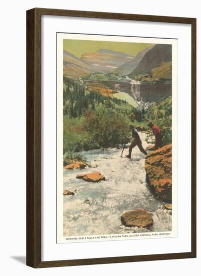 Morning Eagle Falls, Glacier Park, Montana-null-Framed Art Print