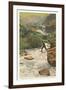 Morning Eagle Falls, Glacier Park, Montana-null-Framed Art Print