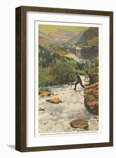 Morning Eagle Falls, Glacier Park, Montana-null-Framed Art Print