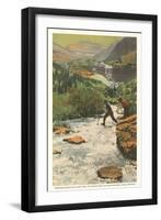 Morning Eagle Falls, Glacier Park, Montana-null-Framed Art Print