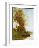 Morning Effect, Silver Birches and a River-Paul Desire Trouillebert-Framed Giclee Print