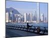 Morning Exercise, Victoria Harbour and Hong Kong Island Skyline, Hong Kong, China-Amanda Hall-Mounted Photographic Print