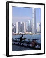 Morning Exercise, Victoria Harbour and Two Ifc Tower, Hong Kong, China-Amanda Hall-Framed Photographic Print