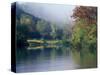 Morning Fog on River, Missouri, USA-Gayle Harper-Stretched Canvas