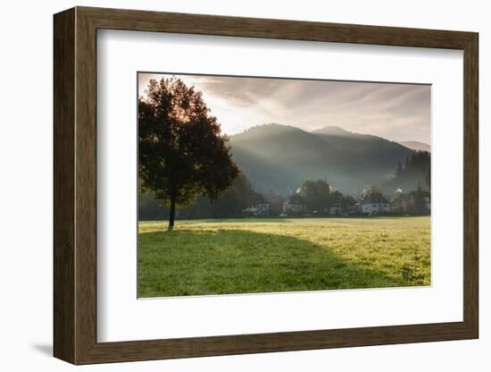 Morning fog over the Schauinsland Strasse, Freiburg Im Breisgau, Black Forest, Baden-Wurttemberg...-null-Framed Photographic Print