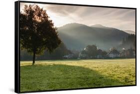 Morning fog over the Schauinsland Strasse, Freiburg Im Breisgau, Black Forest, Baden-Wurttemberg...-null-Framed Stretched Canvas