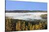 Morning fog over the Schluchsee, Black Forest, Baden-Wurttemberg, Germany-Markus Lange-Stretched Canvas