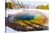 Morning Glory in Snow. Yellowstone National Park, Wyoming.-Tom Norring-Stretched Canvas