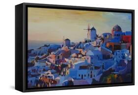 Morning Glory Oia in Santorini Greece-Markus Bleichner-Framed Stretched Canvas