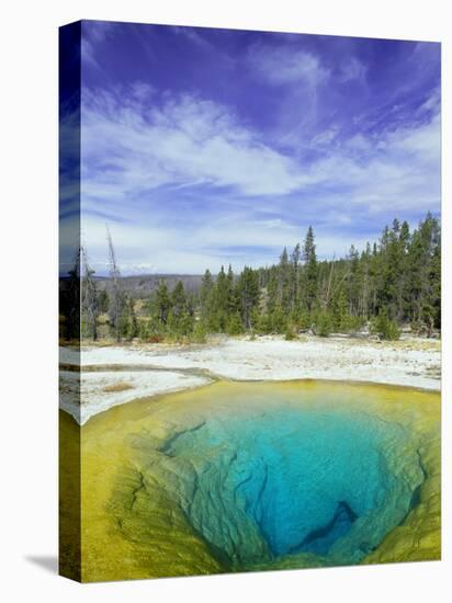 Morning Glory Pool, Old Faithful Geyser, Yellowstone National Park, Wyoming, USA-Pete Cairns-Stretched Canvas