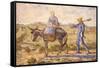 Morning. Going to Work (after Millet ).-Vicent van Gogh-Framed Stretched Canvas
