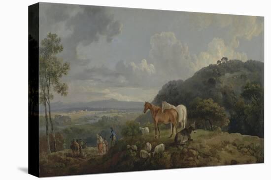 Morning: Landscape with Mares and Sheep, C.1770-80-George the Elder Barret-Stretched Canvas
